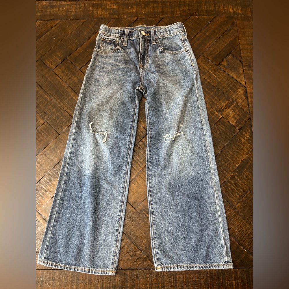 Old Navy Kids Distressed wide leg Blue Jeans